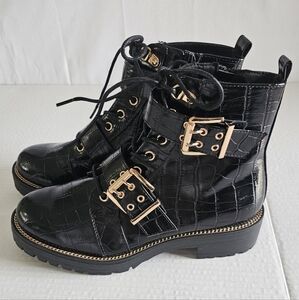 Aubry faux croc buckle boots by ASOS